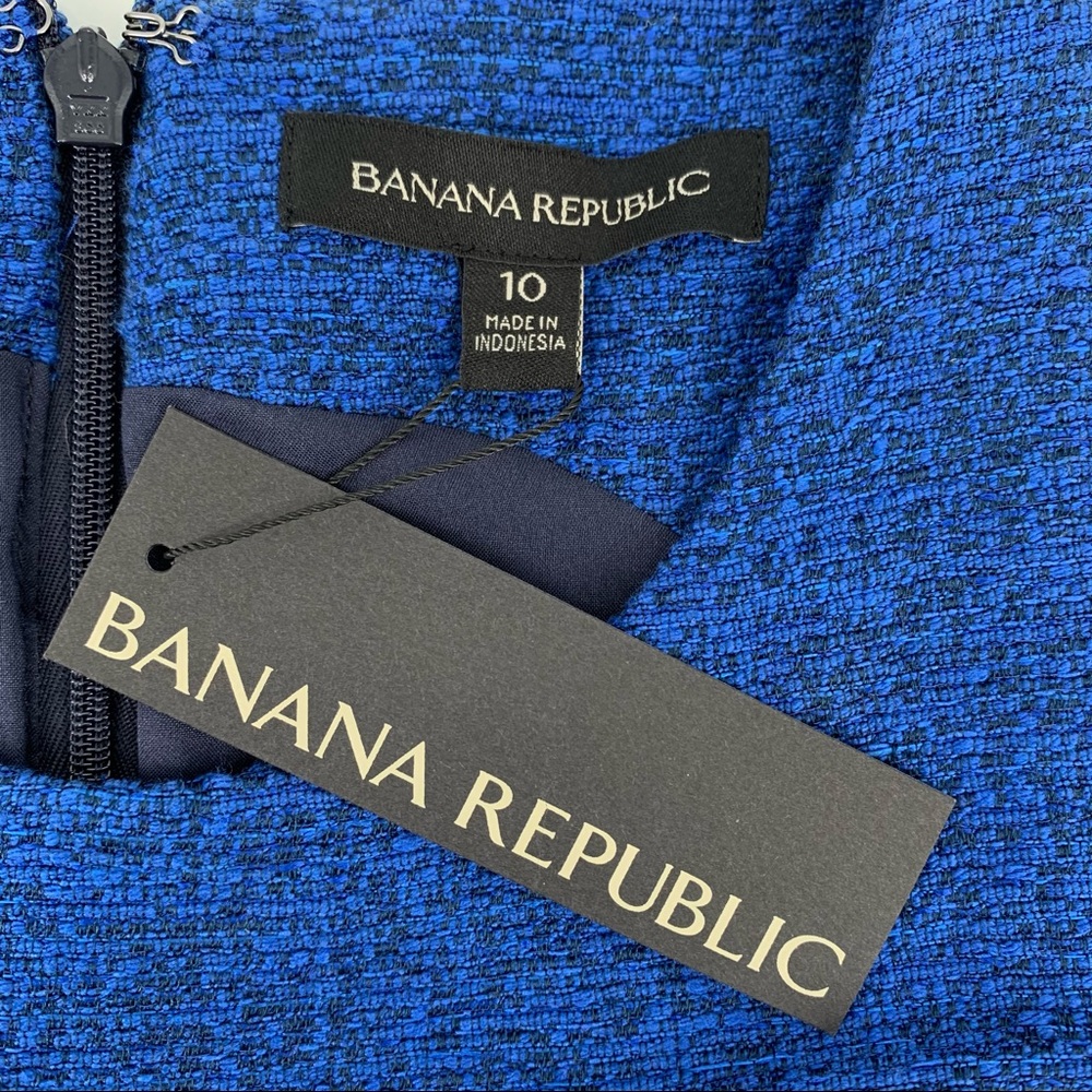 NWT Banana Republic Blue Tweed Dress Sz 10 - Picture 5 of 7